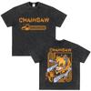 Japanese Anime Chainsaw Man Kobeni Metal Denji Tshirt Vintage Washed Manga Graphic T Shirts Unisex Couples Short Sleeve T Shirt