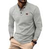 Waffle Autumn Winter Men's Polo Shirts Collar Solid Color Long Sleeves Sport Tops Fashion Casual Polos