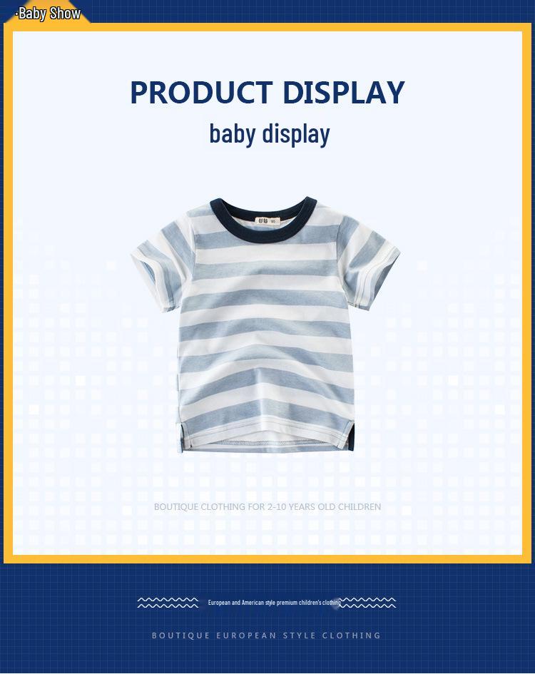 Korean-Style Boys' Striped Short Sleeve Summer T-Shirt - Trendy New Arrivals for Kids
