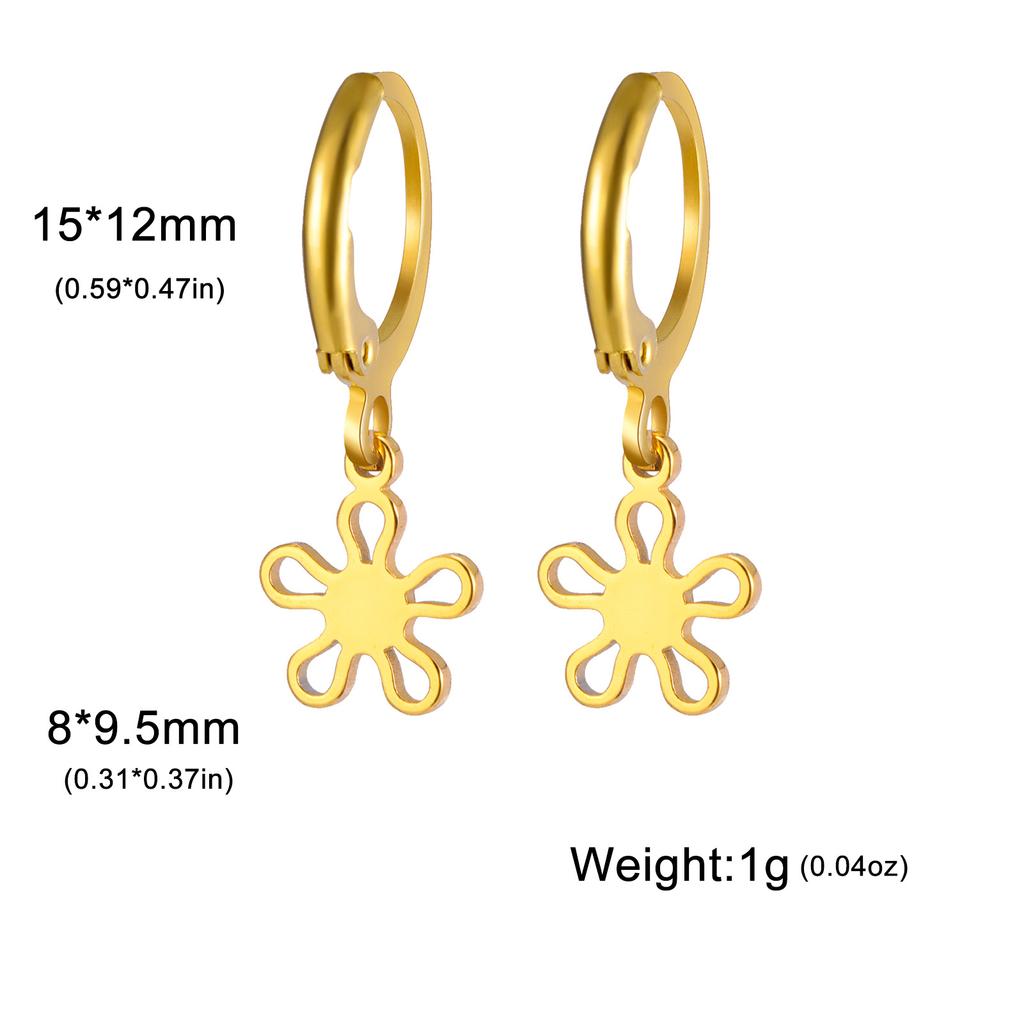 Golden Pendant Hoop Earrings with Heart Hexagon Snake Cross Butterfly Flower Bird Jewelry Gift