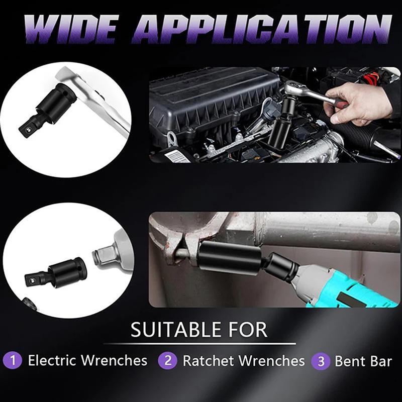 3 Piece Universal Joint-Socket, Impact Swivel Socket Set, 1/4-Inch, 3/8-Inch, 1/2-Inch Drive Set,Electric Wrench Accessories