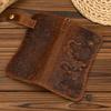 Newsbirds luxury  designer men leather wallet 3D Tiger Dragon embossing cowhide men's wallet with iron chain high fashion