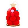 Plush Christmas Tree Ornament, Cute Pom Pom Balls Tree-Shaped Hanging Pendant with Star Tree Topper for Tree Wreath Home Party Decoration