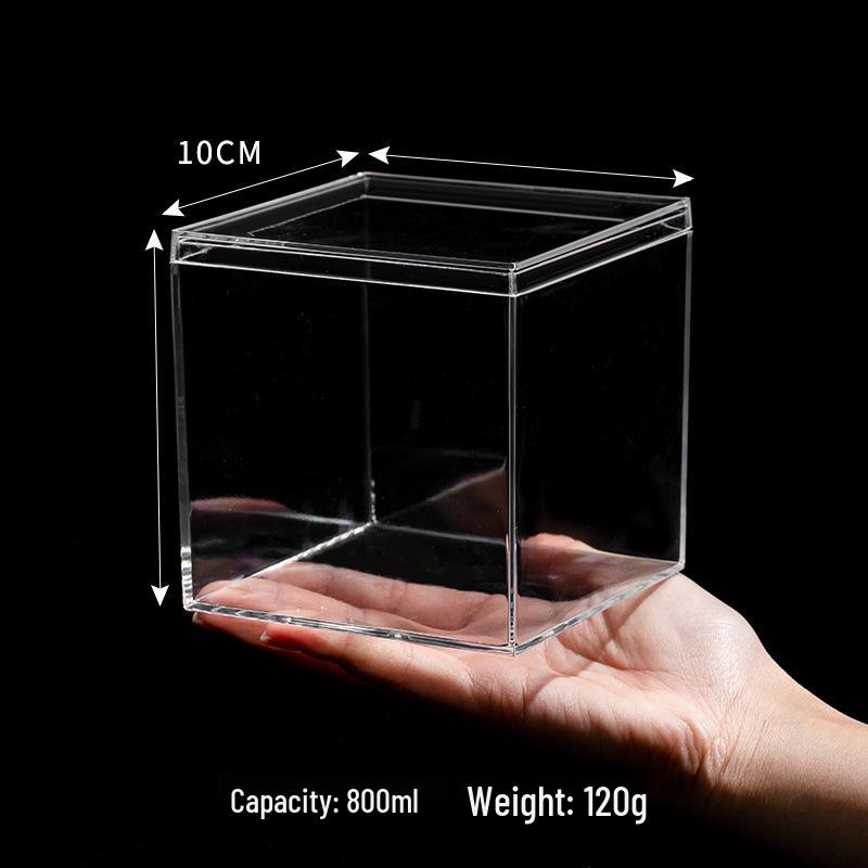 Transparent Square Acrylic Storage Box for Figures - Dustproof Food-grade Plastic, PS Wedding Candy Box with Lid
