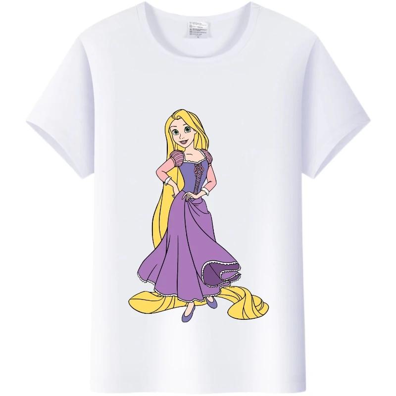 Blusa da Donna Cartone Animato Disney Kawaii Principessa Rapunzel T-shirt Estive Y2k Harajuku Coreane Abbigliamento Oversize Camicie da Ragazza