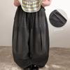 The Pink Women Banding Pintuck Vintage Wash Wide Denim Pants