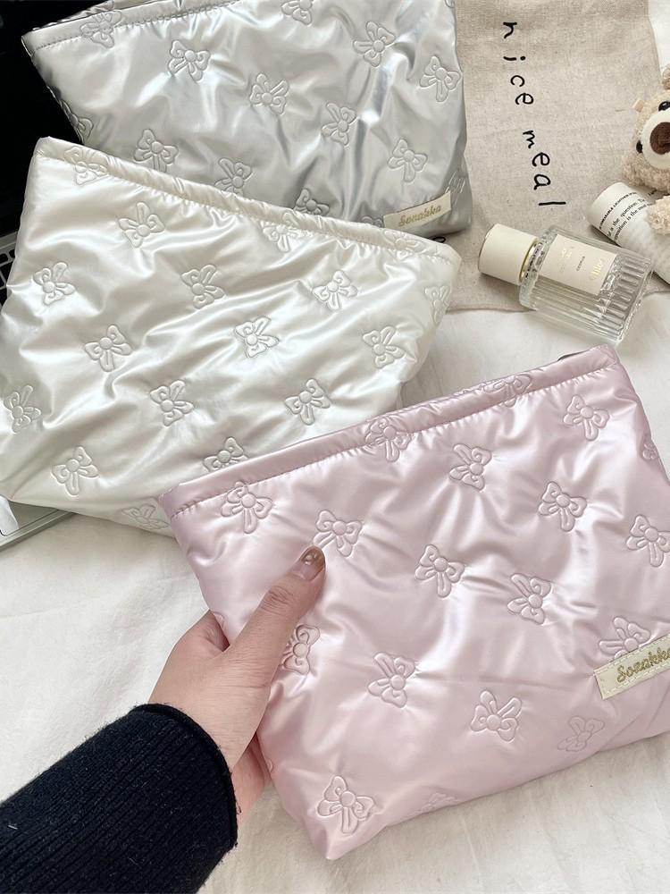 Gesteppte Herz-Handtasche im koreanischen Stil: Multifunktionales Make-up-, Hautpflege- & Münzportemonnaie