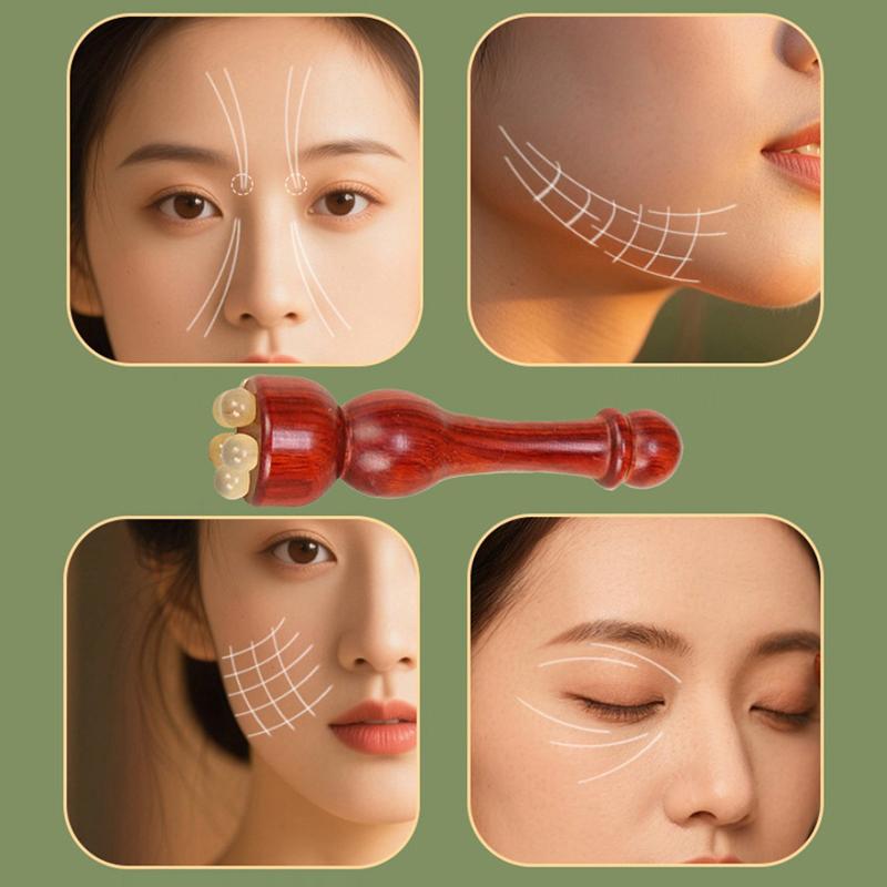 Outil de Massage Facial Lisse Bois de Santal Gua Sha Forme Gousse de Lotus Masseur Outil de Physiothérapie Faciale Soin de la Peau du Visage Bâtonnets de Massage