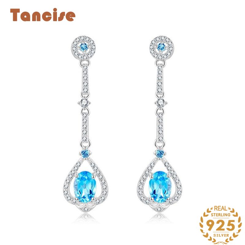 

Танциз стерлингового серебра 925 пробы топаз циркон серьги серьги-капли для женщин подарки на свадьбу