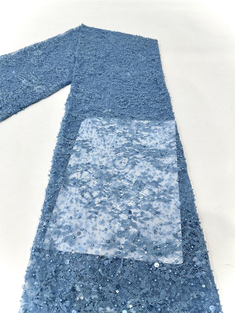 Luxury French Mesh Beads Lace Fabric 2025 High Quality African Sequins Mesh Lace Fabrics For Nigerian Women Wedding Dress Sewing