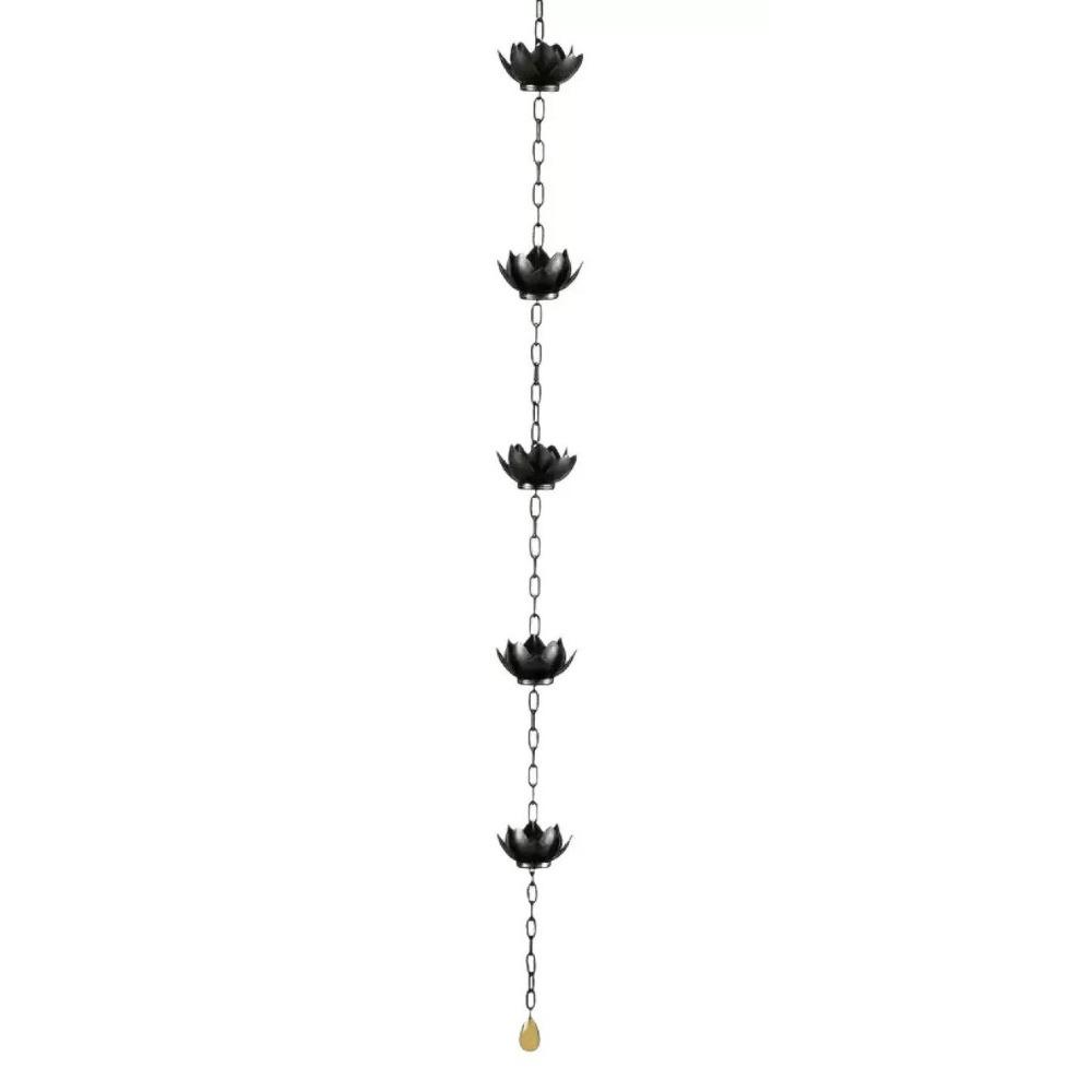 Iron Lotus Rain Chain Adjustable Length Metal Downspout Chain  for Gutter Downspout чёрный