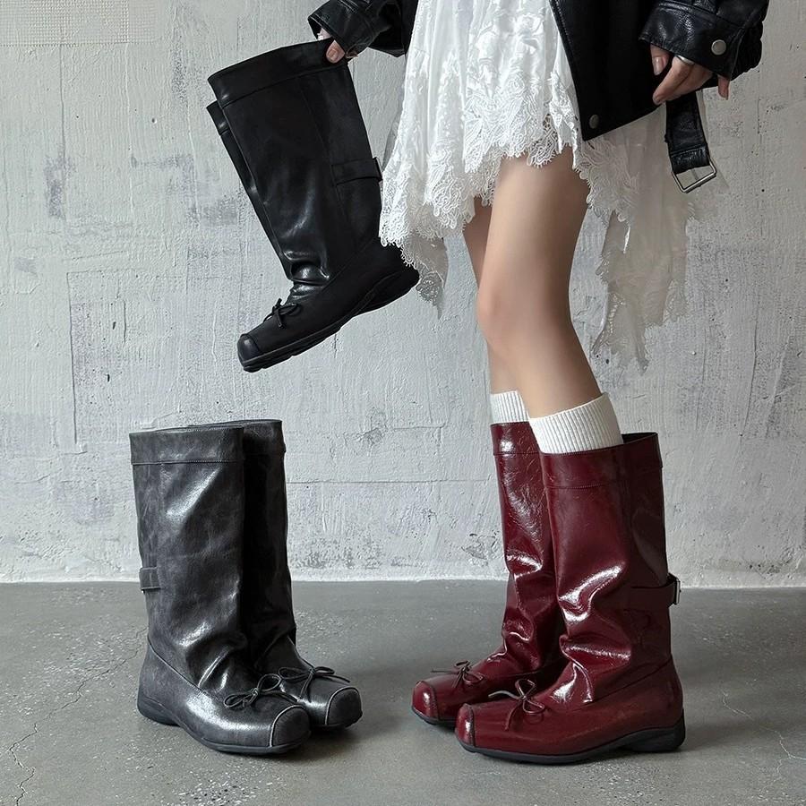 

Pleated Tall Pile Boots Thick Heel Boots Women s But Knee Boots Big Tube Wrap Knight Boots 40 чёрный