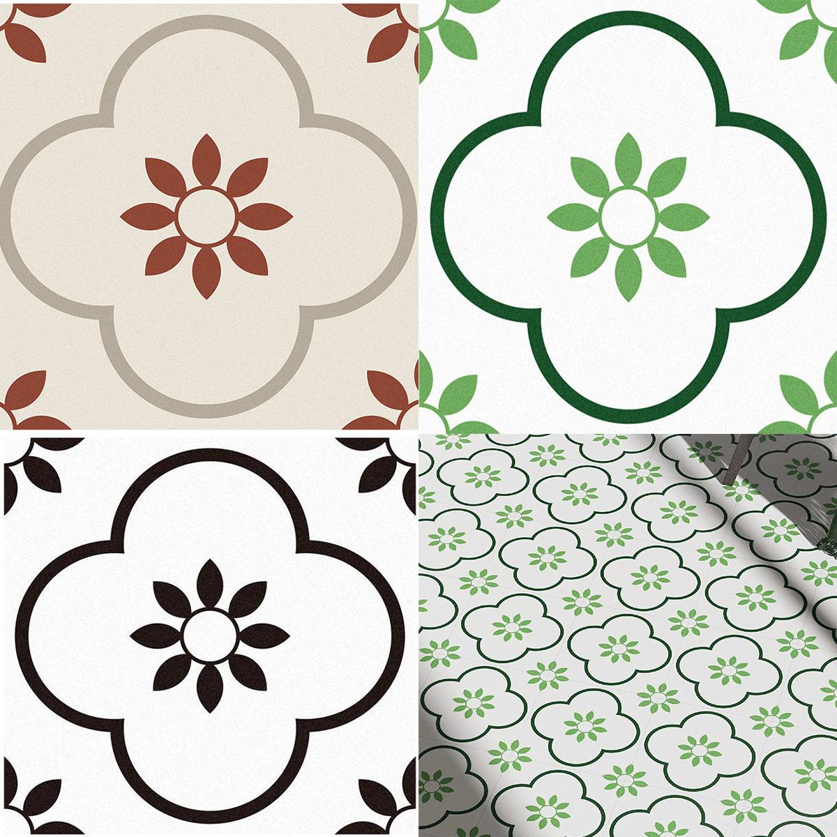 

10 шт., черная напольная плитка с цветочной кожурой Grenn, виниловые полы, самоклеящиеся съемные, подходят для стен, пола, кухни, ванной комнаты