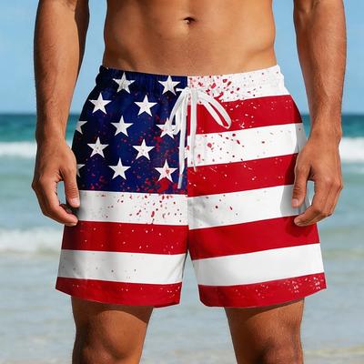 Heren 4 juli VS. 250ste Verjaardag Amerikaanse Vlag Patriottische Zwembroek Zwembroek Boardshorts Middelhoge Taille Casual Vakantie