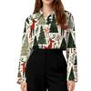Women's Casual Christmas Print Long Sleeve Cardigan Top for Holiday Festive Wear