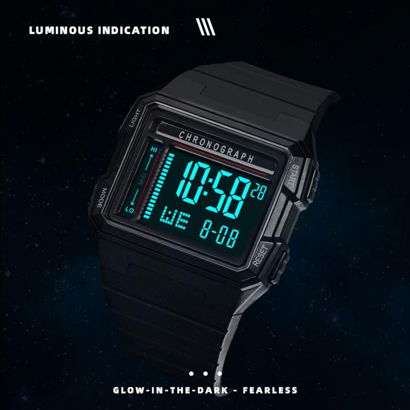 UTHAI CA07 Men's Square Electric Watch Sports Running Time 50ATM Swimming Waterproof LED Fall resistant Male Student Clock