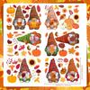 6 Sheets 85 Pcs Thanksgiving Gnome Wall Decals Fall Autumn Harvest Wall Decals Gnome Pumpkin Sunflower Maple Leaves Window Clings for Home Living