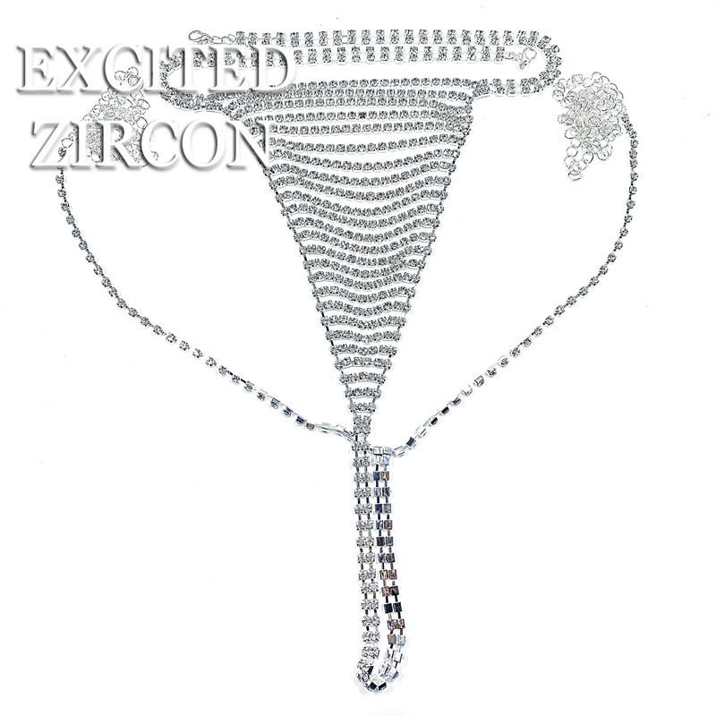 

Trendy New Ins Trendy Flower Body Chain Set, Red Crystal Shiny Sexy Bikini Body Jewelry silver plated