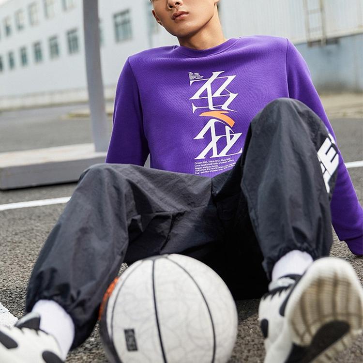 Anta Basketball Series Lightweight Sports Long Sleeve Pullover Sweatshirt Men Tops Purple 152211734-5