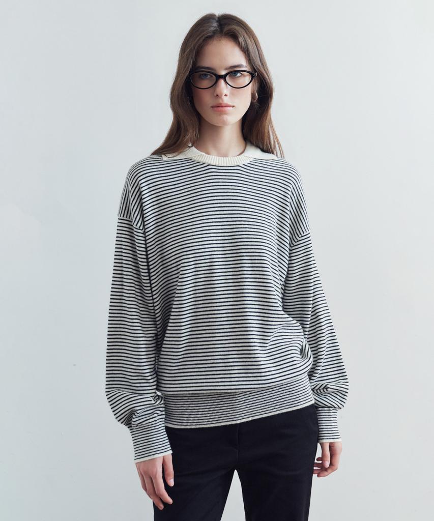SIYAZU Sikn2207 Wool Blend Preppy Striped Knit_Cream