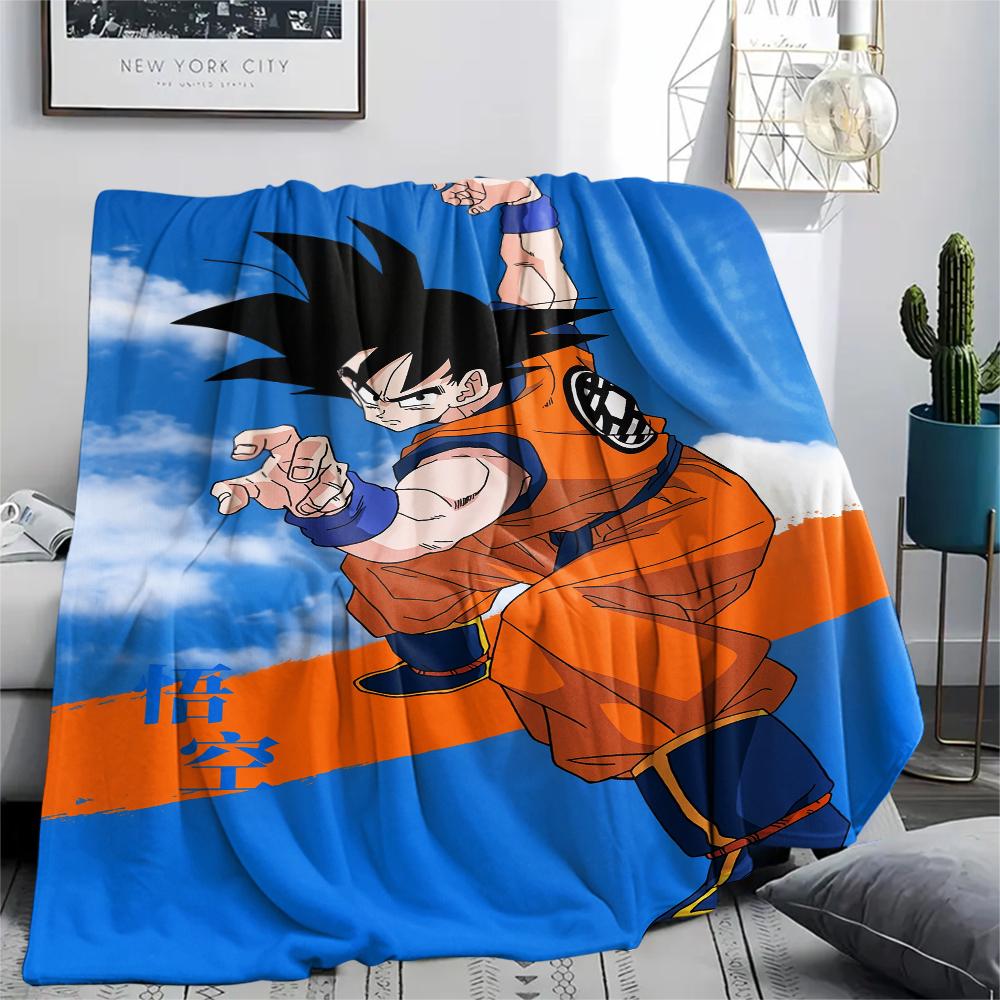 Goku Cartoon Pattern Flannel Blanket, High Quality Comfortable for All Seasons, Home Decor, Warmth and Comfort, Perfect for Gifts.