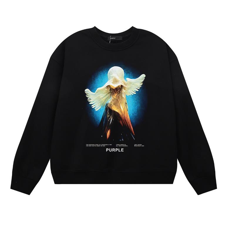 Grenzüberschreitender E-Commerce Herbst und Winter Lila klassischer Buchstabenaufdruck Amerikanische Streetwear Trendmarke schwerer Pullover Frottee Pullover