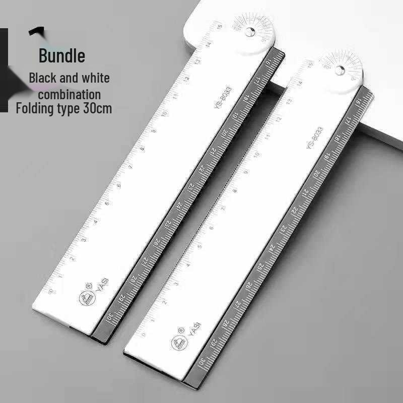 30cm Multifunctional Folding Ruler for Students: Straight Edge with Wavy Line Grid for Geometric Drawings