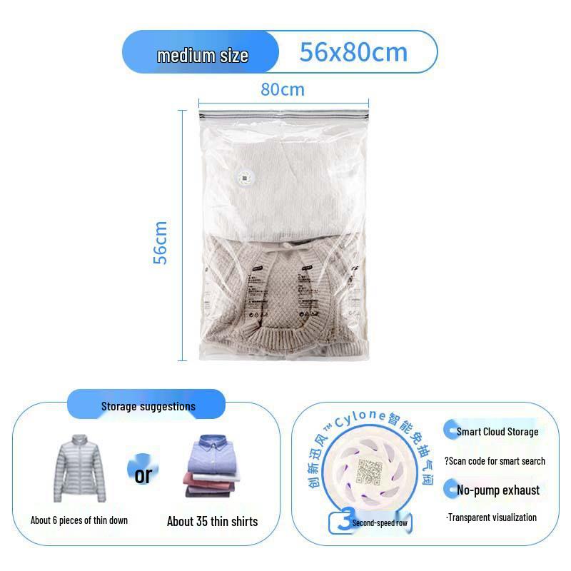 Taili Vacuum Compression Storage Bag for Clothes, Travel, Quilts, and Blankets - No Pump Required, Thickened Design.