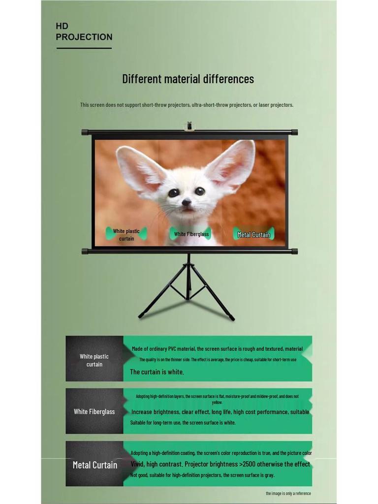 100-palcové podlahové plátno pre projektor so stojanom - Držiak bez vŕtania pre domáce použitie