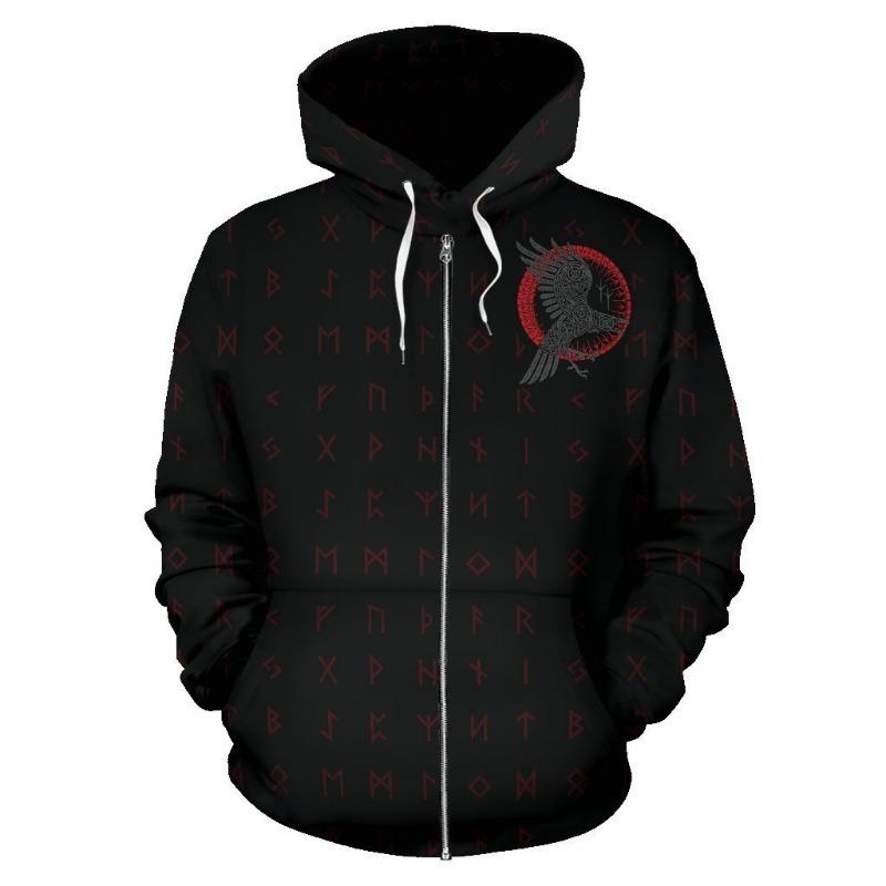 3D Tattoo Printed Sweatshirt Zipper with Hat Guard
