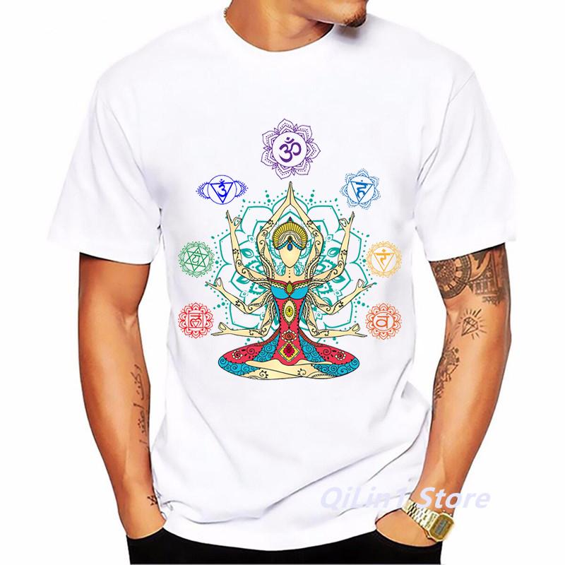 Акварельный Будда для Медитации Бохо Дзен Хобо Футболка Мужская Летний Топ Мужская Уличная Одежда Смешная Футболка Homme Белая Футболка Графическая S