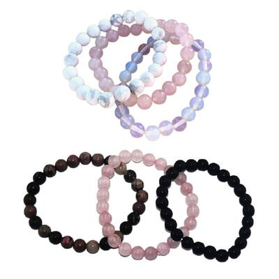 3pcs Natural Gemstones Bracelets Healing Beaded Stretch Wristband Colorful Natural Stone Bead Handchain Party Jewelry
