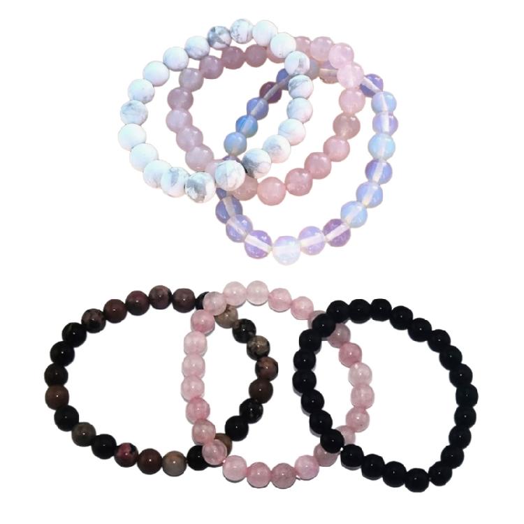 Set of 3 Healing Crystal Bead Bracelet Colorful Beaded Natural Stone Handchain Adjustable Wristchains Stylish Women Gift