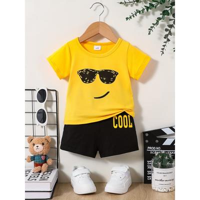 Summer Baby Boy Clothes Set Children Girls Short Sleeve T-shirts and Shorts Suit Kid COOL Letter Printed Top Bottom Outfits