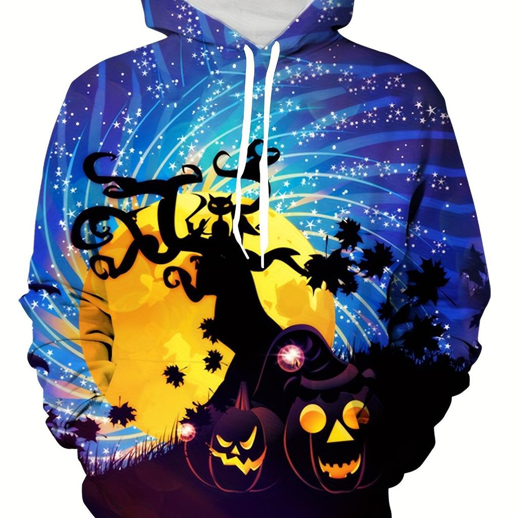 Autumn 3D Fun Pumpkin Pattern Printed Hoodies Fashionable Casual Sports Long Sleeved Men's Hooded Sweatshirts