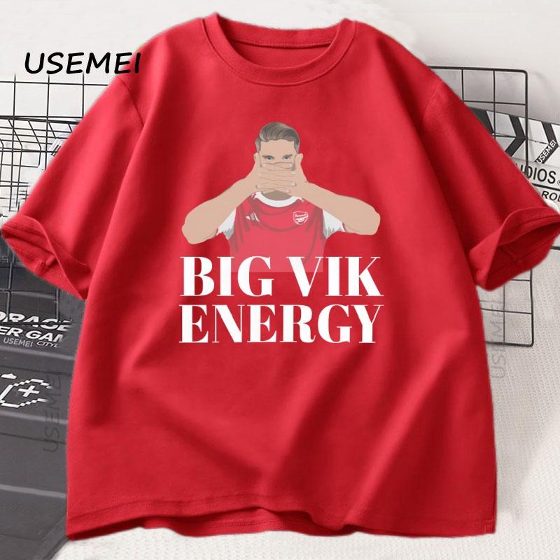 Arsenal Football Victor Gyokeres Cartoon Graphic Tshirt Big Vik Energy Cotton Printed T Shirt Loose Short Sleeve Unisex Clothes