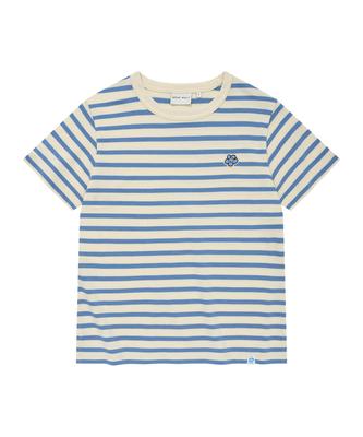 WACKY WILLY [26Ss] Women'S Striped Short Sleeve T-Shirt Sky Blue