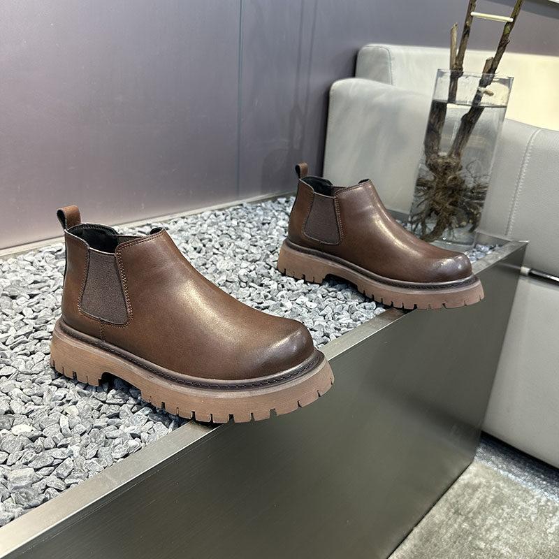 Martin boots autumn and winter breathable leather big head shoes low-top casual short boots trendy shoes ms