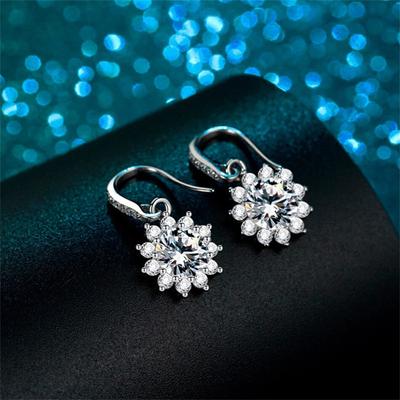 Sonnenblume 0,5/1 Karat Moissanite S925 Sterling Silber Einzigartige helle Mode Tropfen Ohrringe Frauen Hochzeit edlen Schmuck