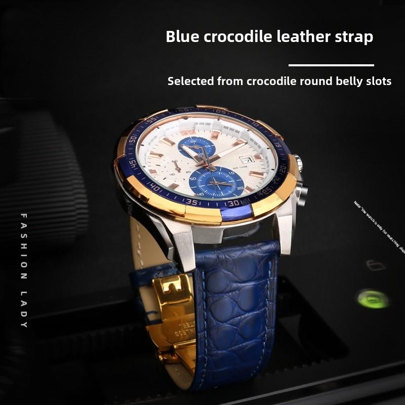 Krokodilleder Uhrenarmband 16mm 18mm 19mm 20mm 21mm 22mm Blau Braun Schwarz Echtes Leder Armband Edelstahl Schließe Armbänder
