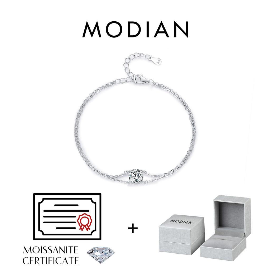 MODIAN 1CT D Color Moissanite Bracelet 925 Silver Delicate Double Layer Bracelets For Bridal Wedding Fine Jewelry Gifts