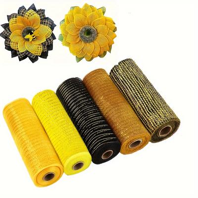 5pcs Deco Mesh 10 Inch X 30 Feet Decor Mesh Ribbon with Metallic Foil Deco Mesh Wreath Supplies Ribbon Mesh Roll