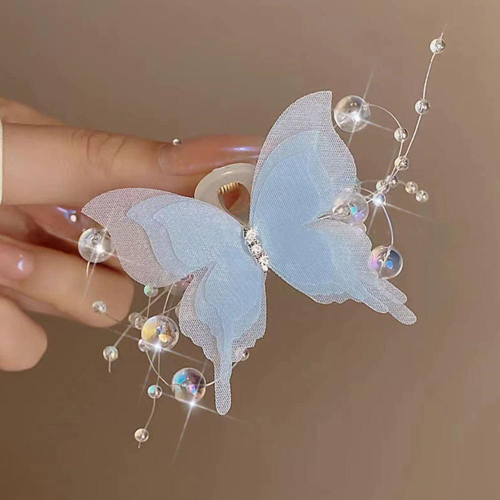 

10Pcs Trendy Simulation Butterfly Hair Clips Women Sweet Pearl Bow Ponytail Clip Small Size Claw Headdress Hair Accessories New