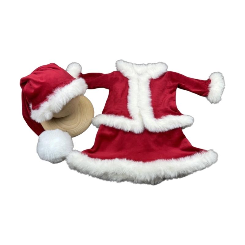 1 Набор Рождественских Костюмов для Фотосессий Новорожденных Праздничный Наряд для Фотографирования Малыша Мягкий Полиэстер Легко Надевать Одежда S