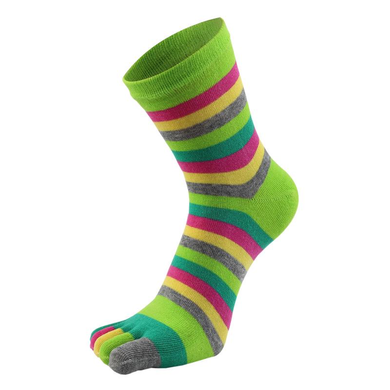 Women's Colorful Mid-Calf Five-Finger Cotton Socks - Sweat-Absorbent, Toe Style for All Seasons