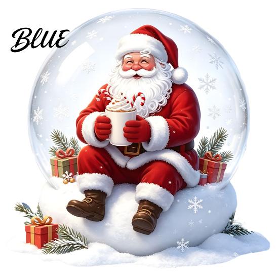 Christmas Window Decals Clings Decoration Cartoon Santa Claus Sticker with Crystal Ball Home Glass Decor Hot Cocoa Reusable Static PVC Decal