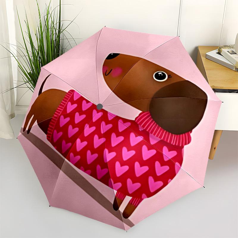 

1pc Heart Print Sweater Dachshund Automatic Open/Close Umbrella, Lightweight for Women/Men, Perfect Gift - for Everyday or Holiday Eventsyy251127071