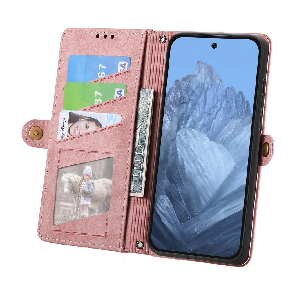 Geometric Embossed Flip Zipper Card Holder Wallet Leather Case for Google Pixel 11 Pro XL 10 9 8 7 6 A Shockproof Stand Cover