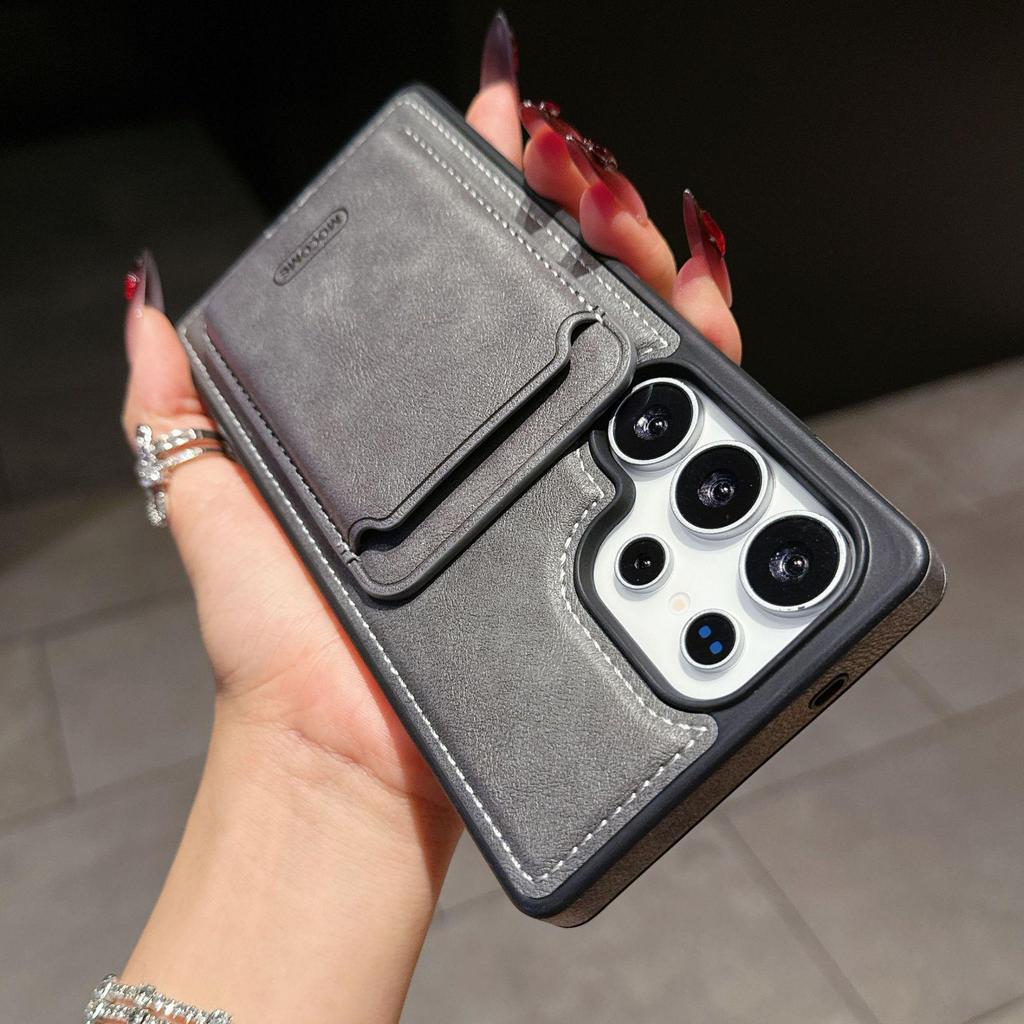Samsung S25Edge/S24 ULTRA Pinshield Leather Anti-Fall Magnetic Card Holder Case