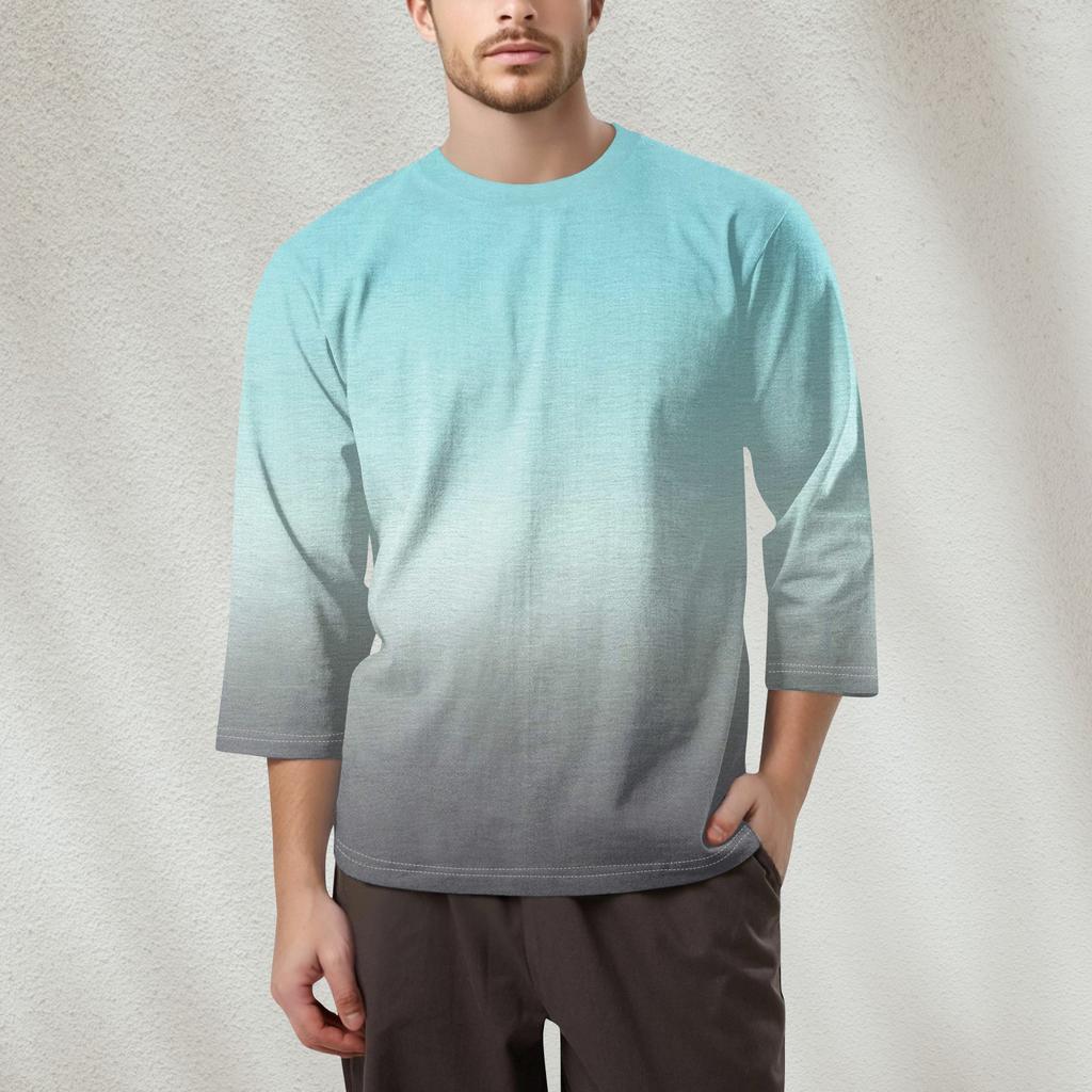 Men's Fashion Printed Round Neck 3/4 Sleeve Tops T-Shirt